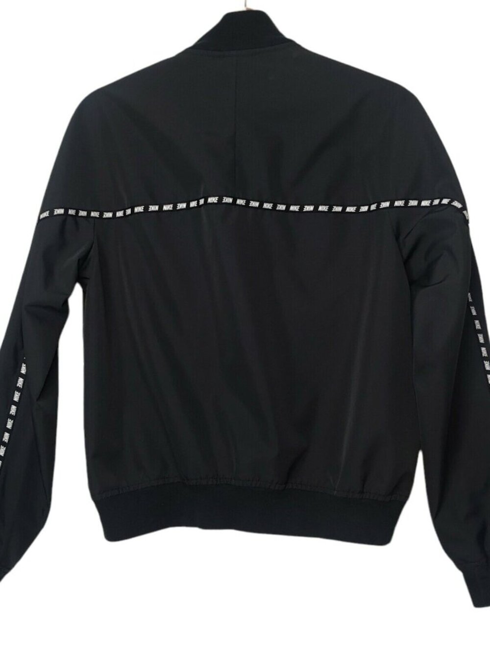 Nike Womens Small Zip Jacket Athletic Logo Black Spell Out Trim Lightweight Run - Picture 2 of 9